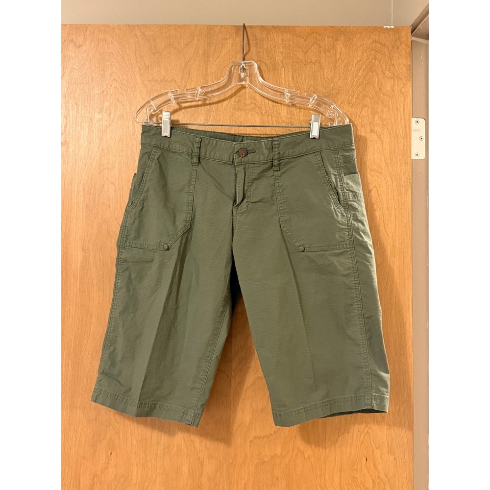 Prana Halle Olive Green Ripstop Hiking Shorts Womens Size 10 Mid Rise Outdoors